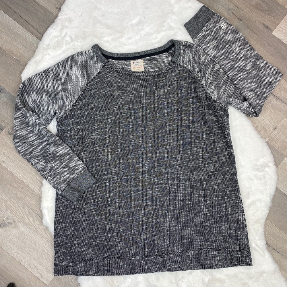 Champion Marled Monochrome Color Block Sweatshirt Gray Black XL